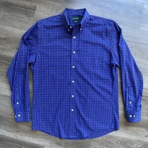 Lauren Ralph Lauren Slim Fit Dress Shirt Men Sz 16 34/35 Blue White Checkered